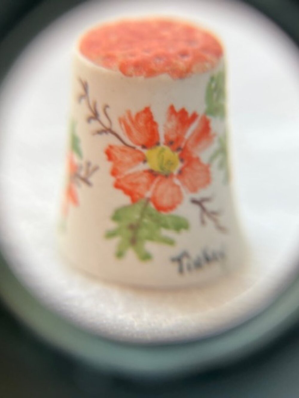 Hand Painted Flower Thimble Vintage
